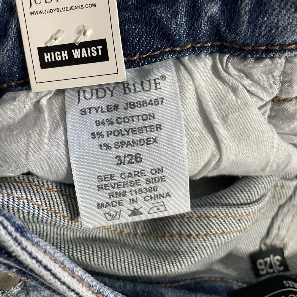 NWT Judy Blue High Rise Heavy Destroy Flare Jeans JB88457 Medium Wash Size 3/26 - Picture 8 of 14